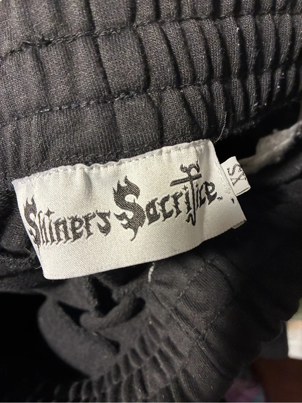 Kids Black Graphic Sweatpants with Flame Accent